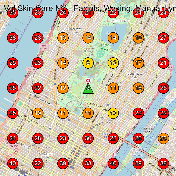 Val Skin Care NY - Facials, Waxing, Manual Lymphatic Drainage in the Upper East Side GeoGrid visibility map for Waxing Hair Removal Service in Bronx